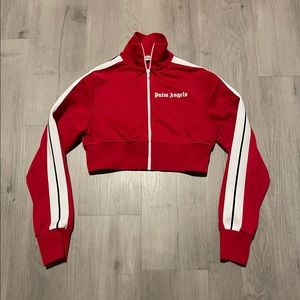 PALM ANGELS Cropped Zip Up Track Jacket